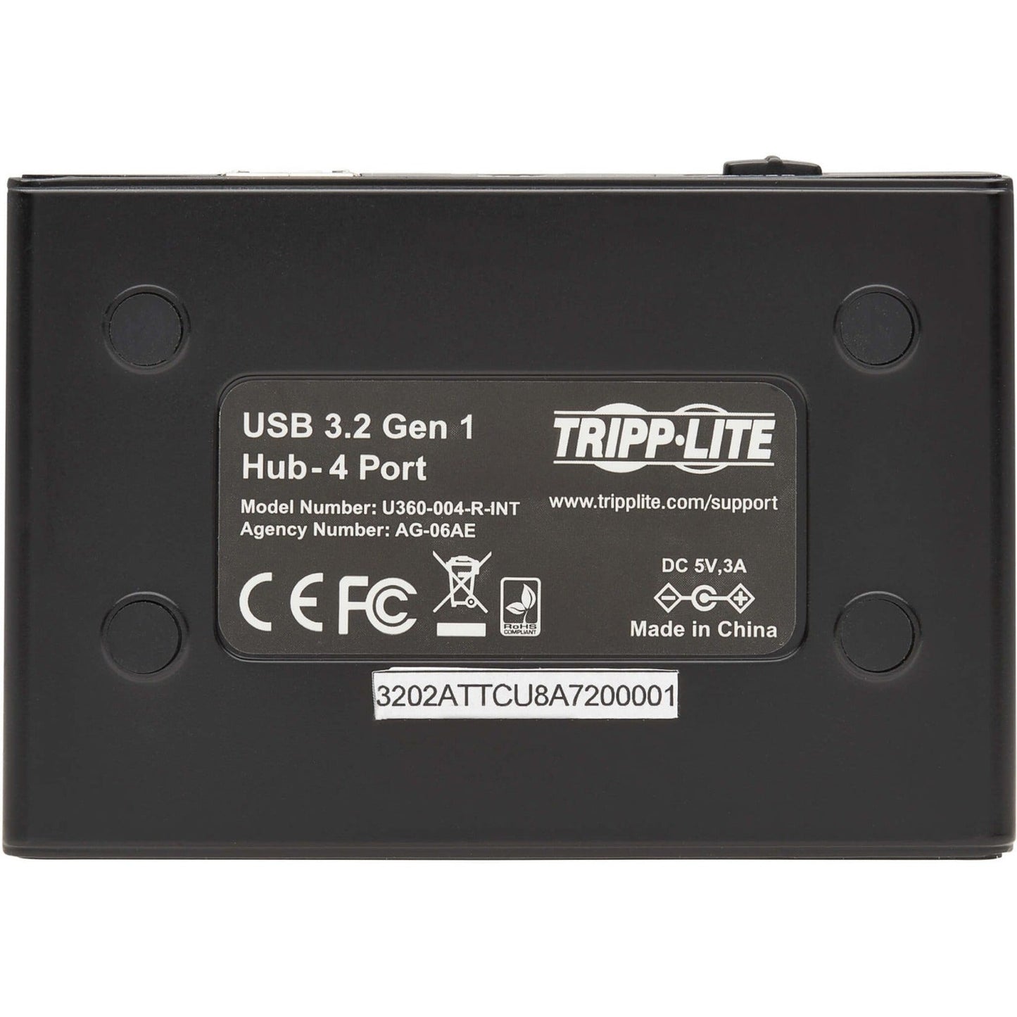 Tripp Lite 4-Port USB-A Mini Hub - USB 3.2 Gen 1 International Plug Adapters