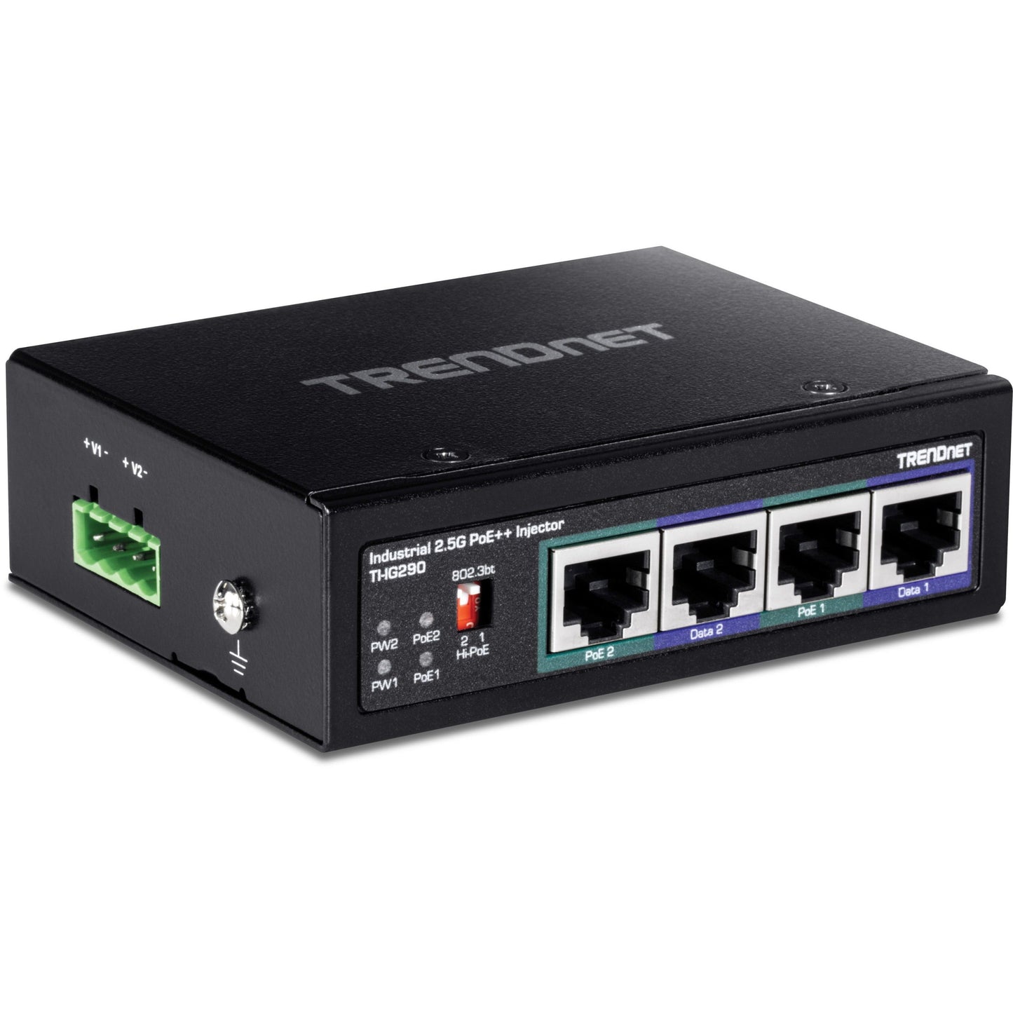 TRENDnet 95W 2-Port Industrial 2.5G PoE++ Injector Supports PoE IEEE 802.3af PoE+ IEEE 802.3at And PoE++ IEEE 802.3bt Not Compatible With Passive PoE Devices Black TI-IG290