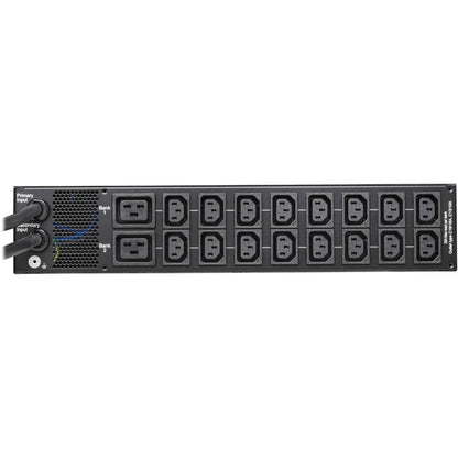 Tripp Lite 7.4kW 200-240V Single-Phase ATS/Monitored PDU - 16 C13 & 2 C19 Outlets Dual IEC 309 32A Blue Inputs 3 m Cords 2U TAA