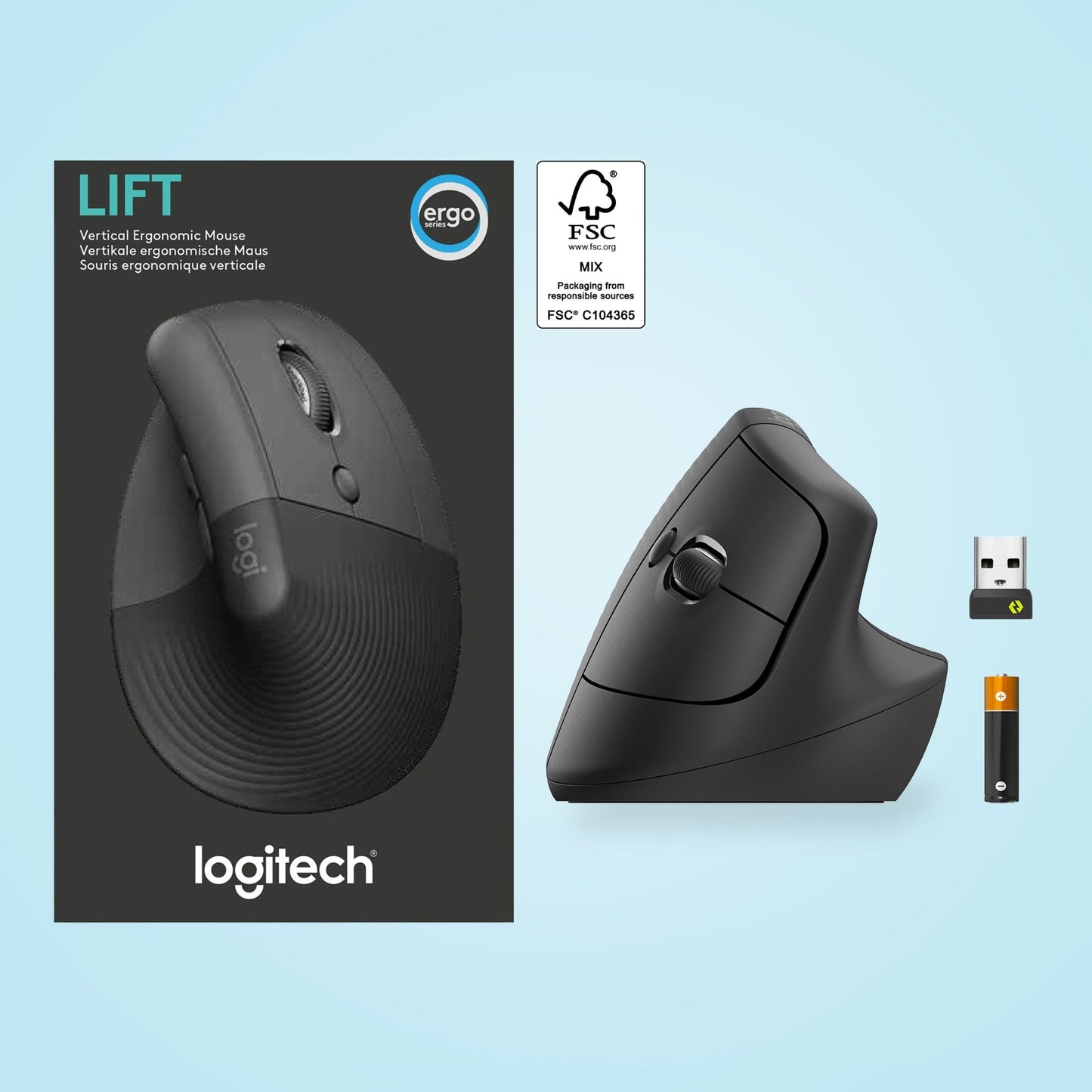 Logitech Lift Vertical Ergonomic Mouse (Graphite)