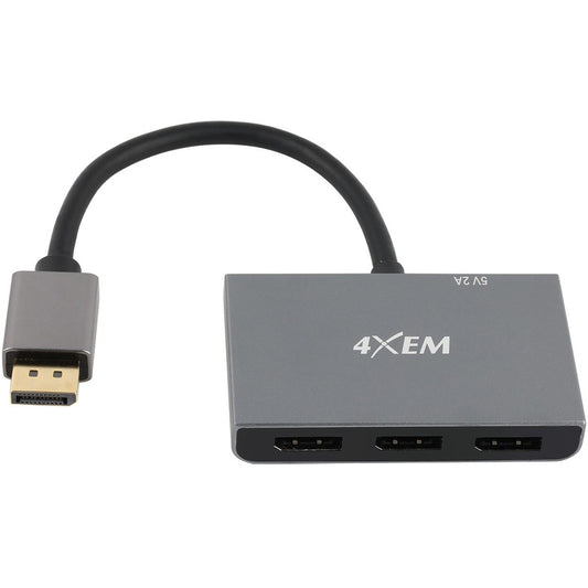 4XEM 3-Port DisplayPort to DisplayPort 8K Dual 4K Multi-Monitor Hub