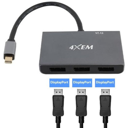 4XEM's 3-Port Mini DisplayPort to DisplayPort 8K Dual 4K Multi-Monitor Hub