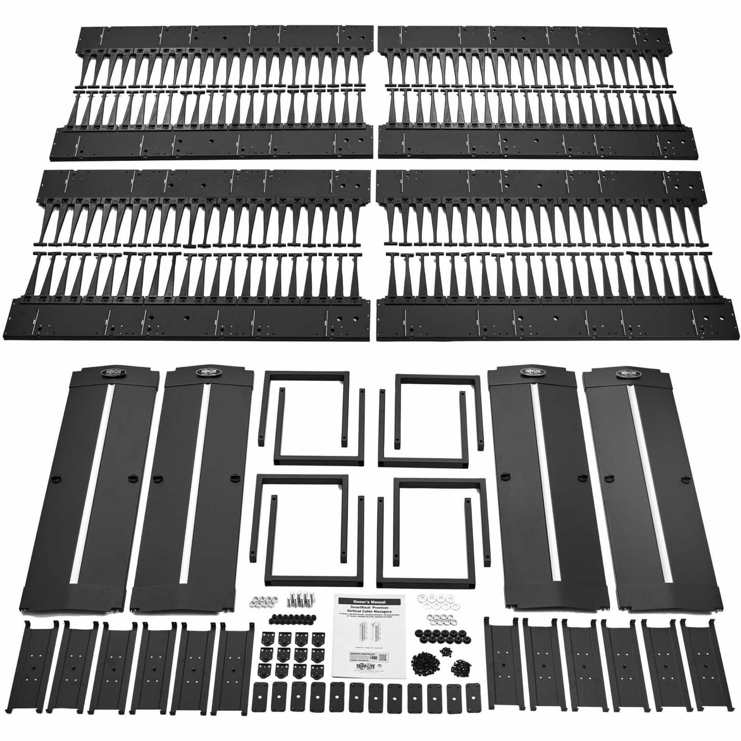 Tripp Lite High-Capacity Vertical Cable Manager - Deep Double Finger Duct with Cover - Double Sided - 12 in. Wide - Black - 7 ft. (2.2 m)