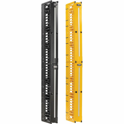 Tripp Lite High-Capacity Vertical Cable Manager - Deep Double Finger Duct with Cover - Double Sided - 6 in. Wide - Yellow/Black - 7 ft. (2.2 m)