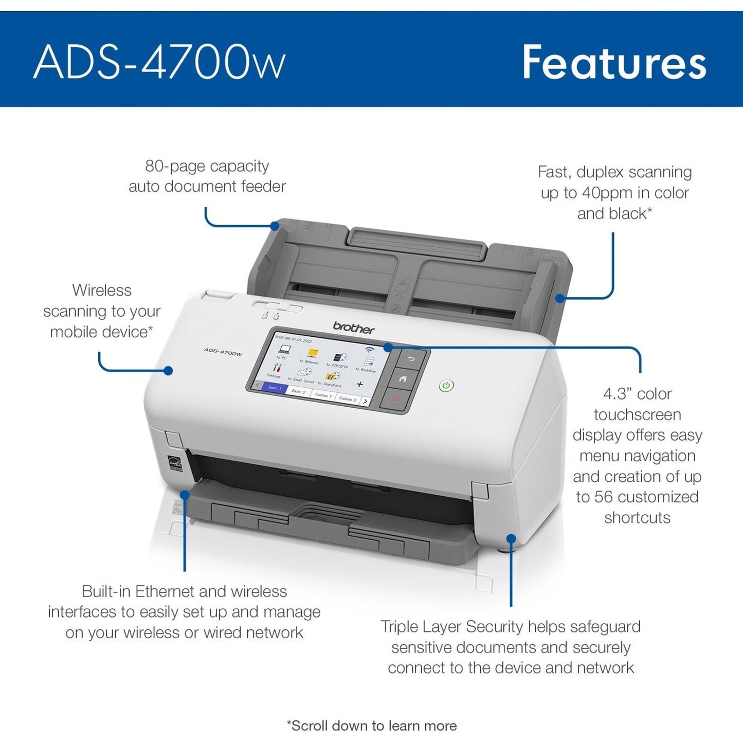 Brother Professional Desktop Scanner ADS-4700W