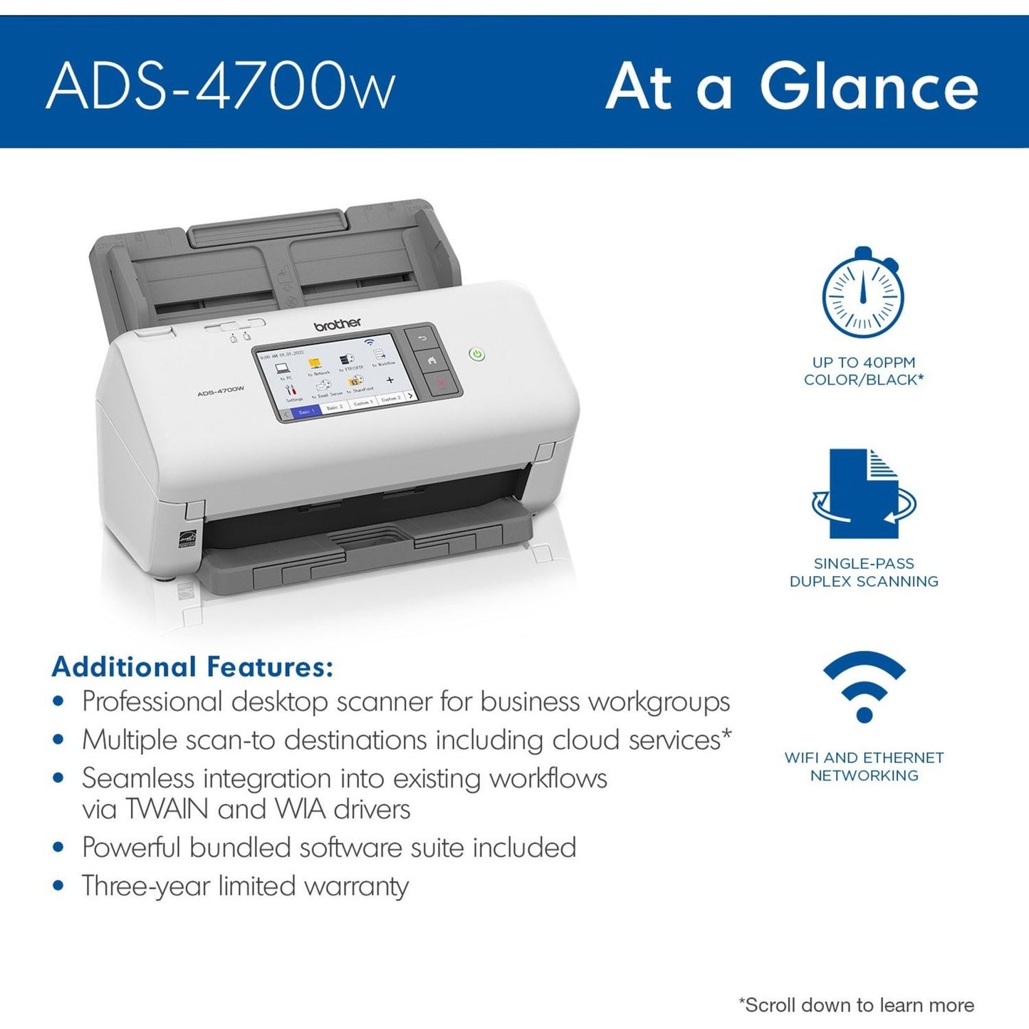 Brother Professional Desktop Scanner ADS-4700W