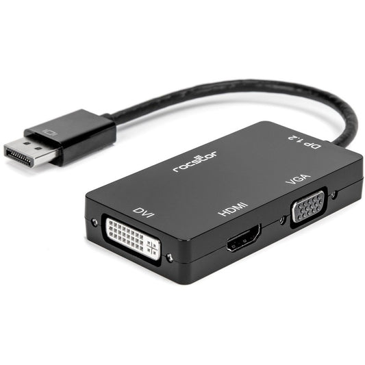 Rocstor Premium 3-in-1 DisplayPort to HDMI (4K) VGA or DVI Converter Adapter