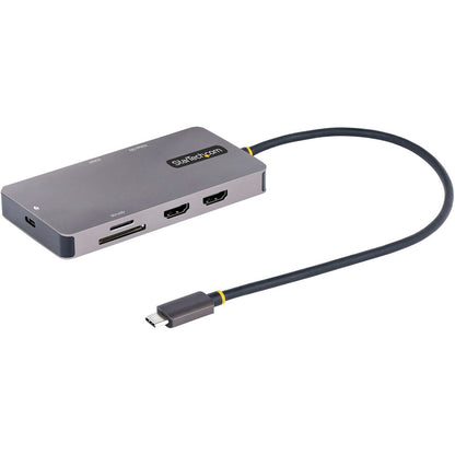 StarTech.com USB C Multiport Adapter Dual HDMI 4K 60Hz 2x 5Gbps USB-A Hub 100W Power Delivery GbE SD/MicroSD USB C Mini Dock