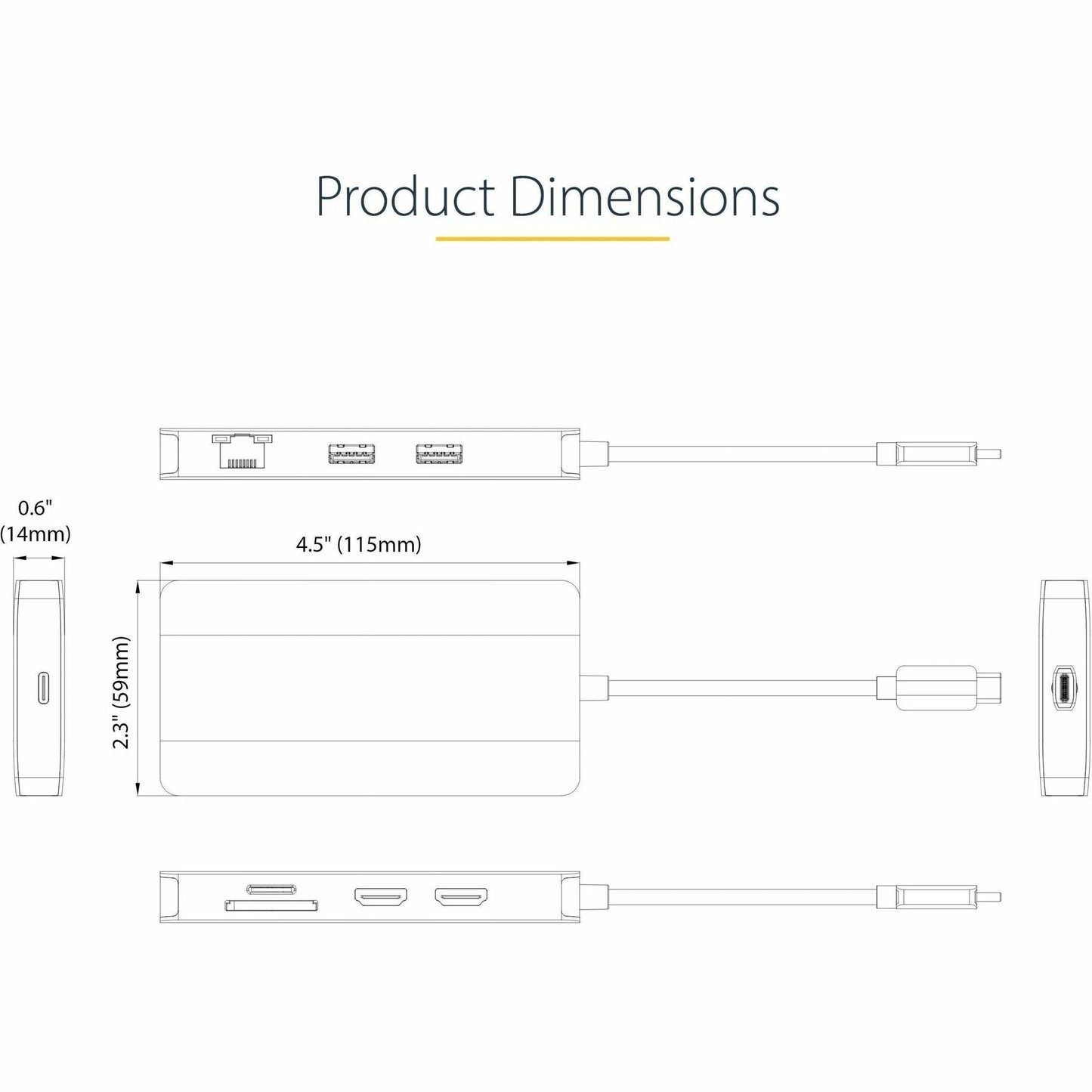 StarTech.com USB C Multiport Adapter Dual HDMI 4K 60Hz 2x 5Gbps USB-A Hub 100W Power Delivery GbE SD/MicroSD USB C Mini Dock