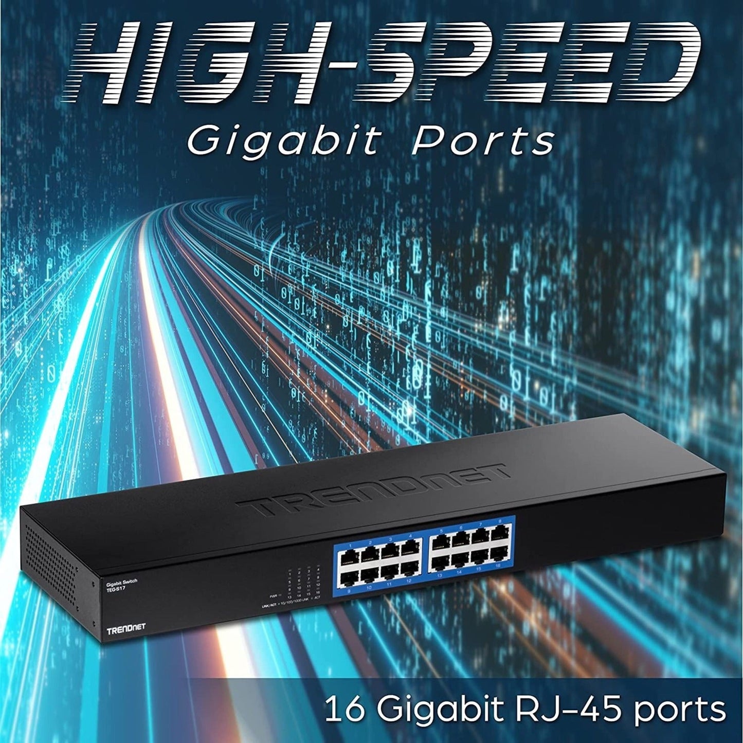TRENDnet 16-Port Gigabit Switch TEG-S17 16 x Gigabit RJ-45 Ports 32Gbps Switching Capacity Fanless Design Metal Enclosure Internal Power Supply Lifetime Protection Black