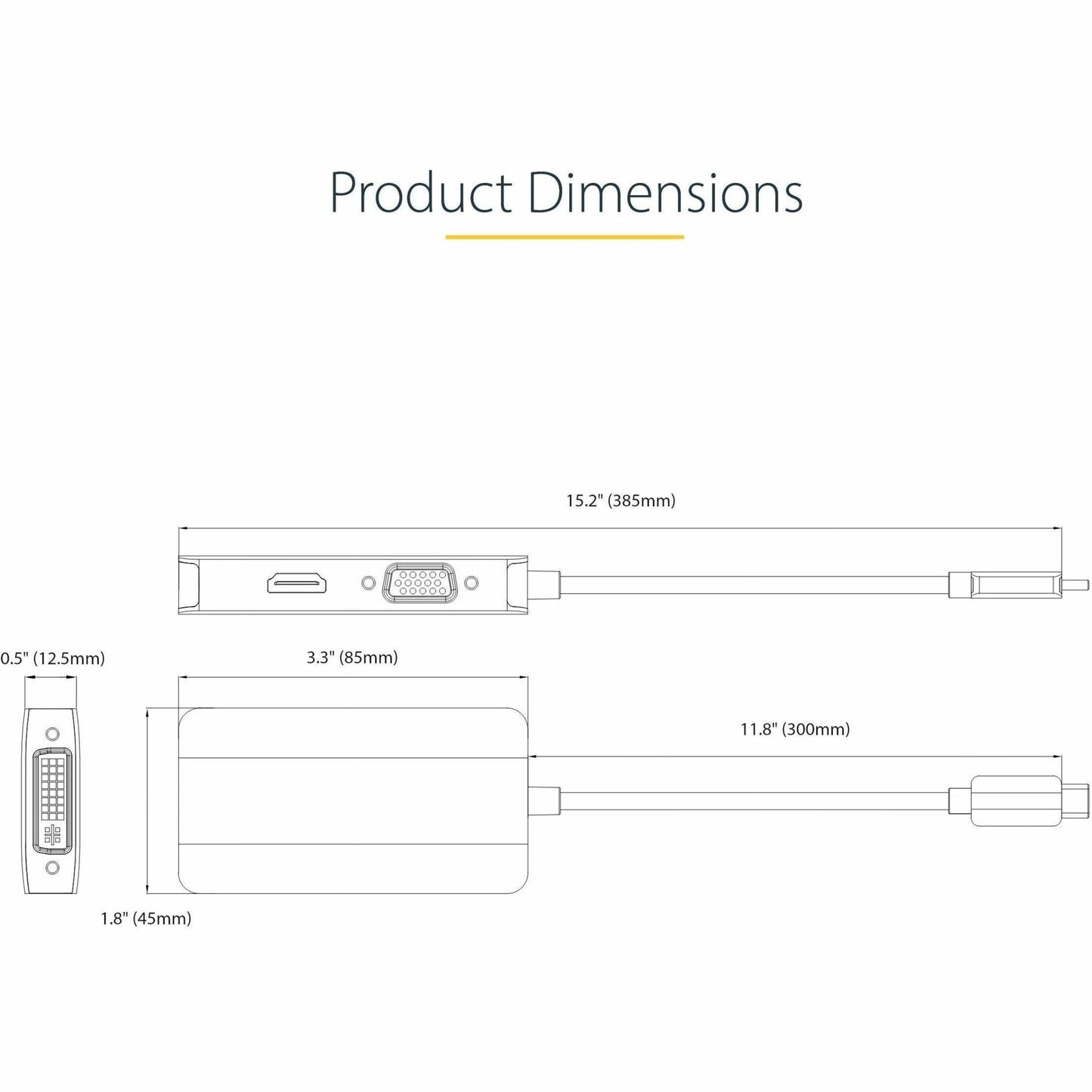 StarTech.com USB C Video Adapter USB C to HDMI DVI VGA Adapter 4K 60Hz Aluminum Video Display Adapter USB Type C Travel Adapter