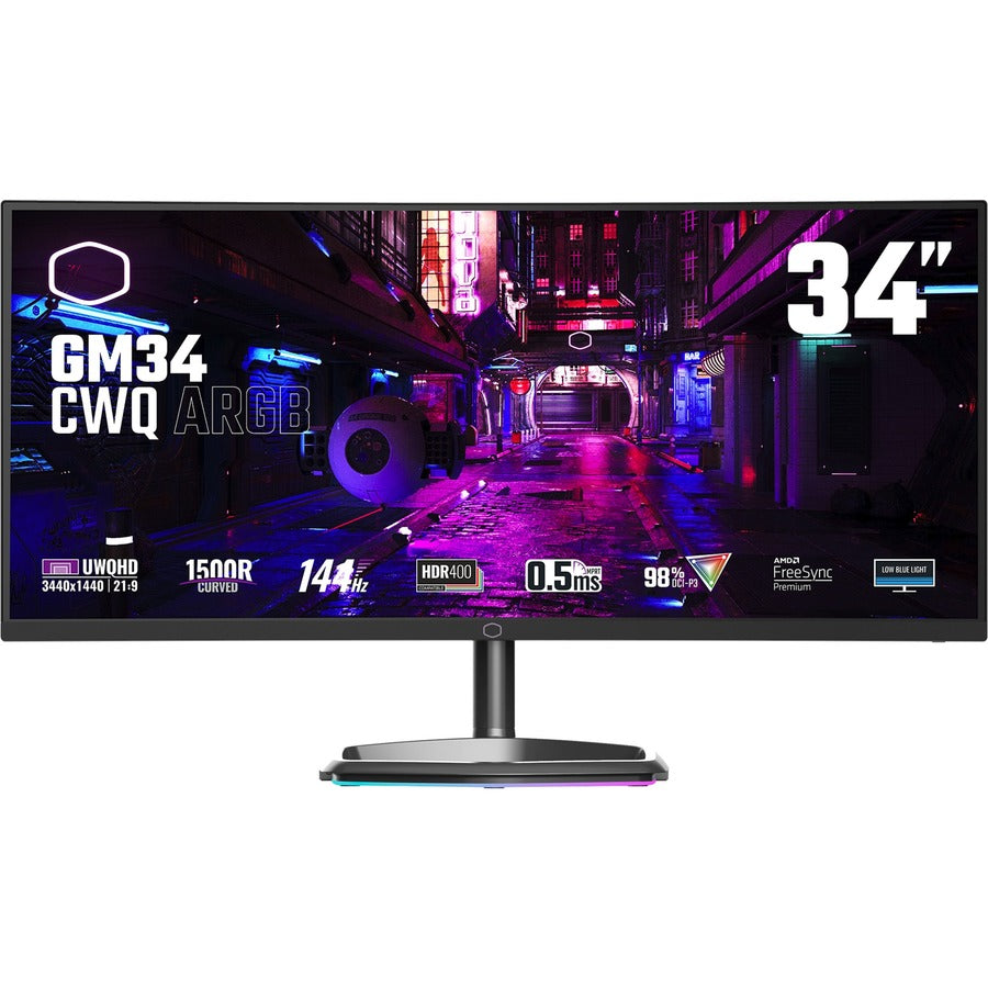 Cooler Master GM34-CWQ ARGB 34" UW-QHD Curved Screen Gaming LCD Monitor - 21:9