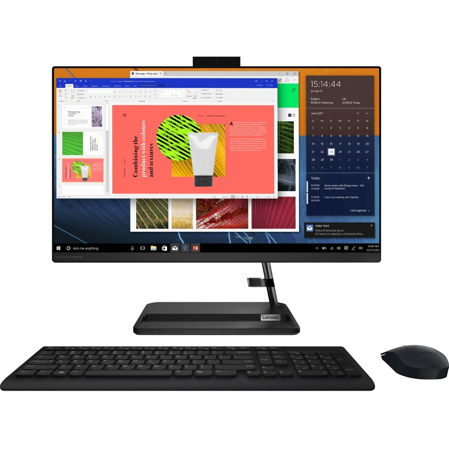 Lenovo IdeaCentre 3 24ALC6 F0G100LCUS All-in-One Computer - AMD Ryzen 5 5500U Hexa-core (6 Core) 2.10 GHz - 8 GB RAM DDR4 SDRAM - 256 GB M.2 PCI Express NVMe SSD - 23.8" Full HD 1920 x 1080 - Desktop - Black