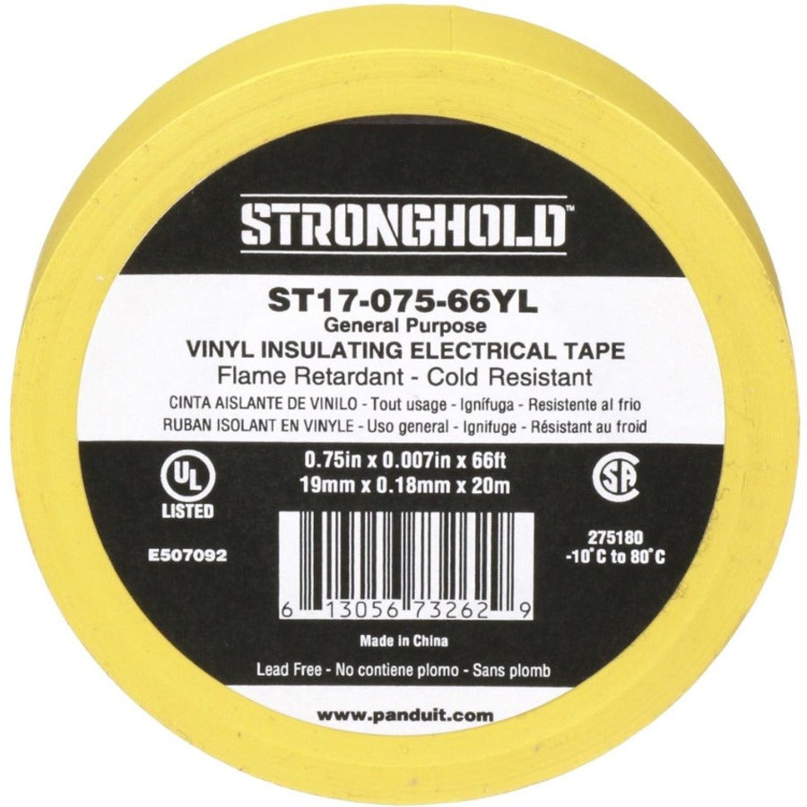 StrongHold StrongHold ST17-075-66YL Electrical Tape Yellow PVC Gen Purpose .75"  .007"