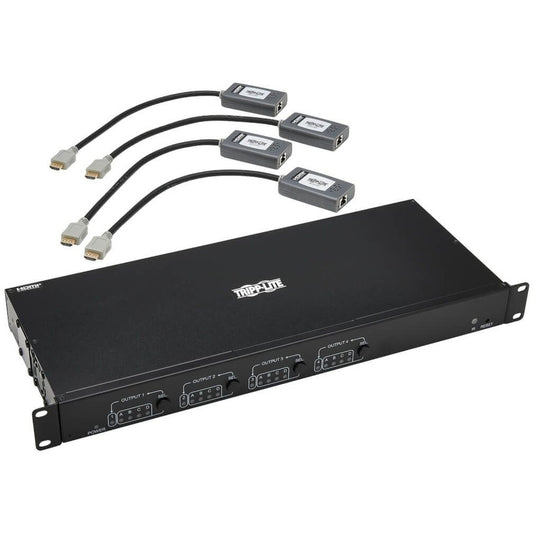 Tripp Lite 4x4 HDMI over Cat6 Matrix Switch Kit Switch/4x Pigtail Receivers - 4K 60 Hz HDR 4:4:4 PoC 230 ft. (70.1 m) TAA