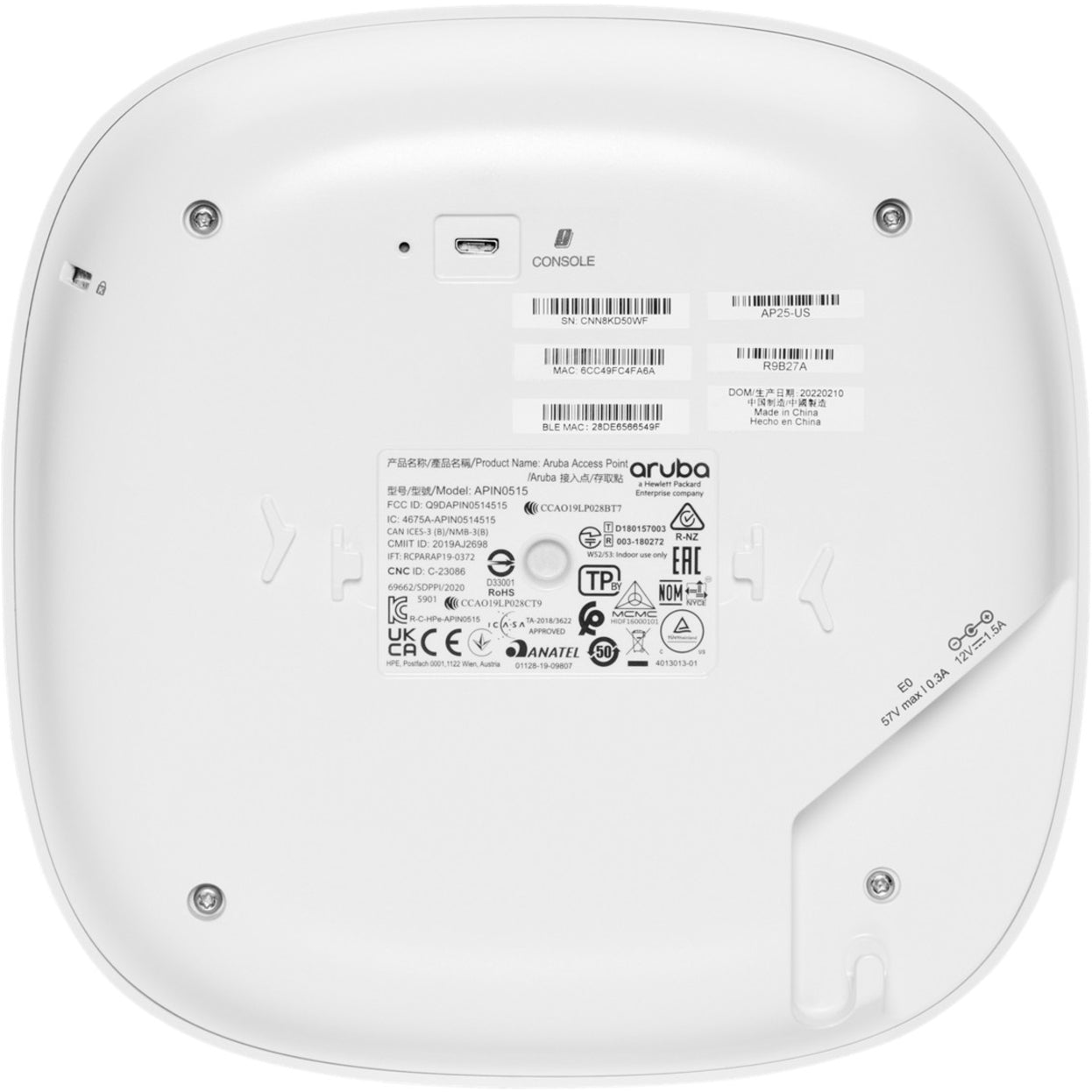Aruba Instant On AP25 Dual Band 802.11ax 5.30 Gbit/s Wireless Access Point - Indoor