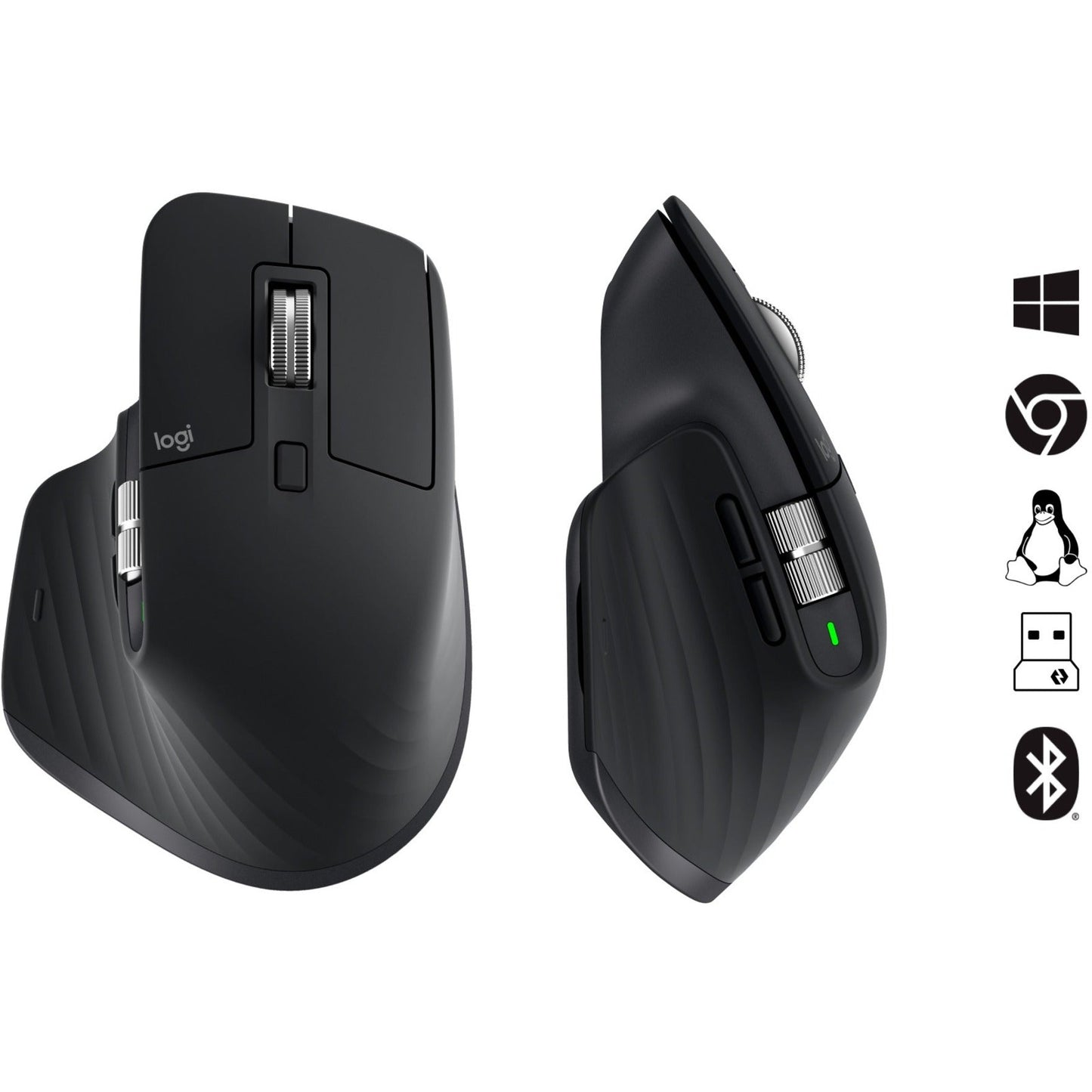 Logitech MX Master 3S - Wireless Performance Mouse with Ultra-fast Scrolling Ergo 8K DPI Track on Glass Quiet Clicks USB-C Bluetooth Windows Linux Chrome (Black)