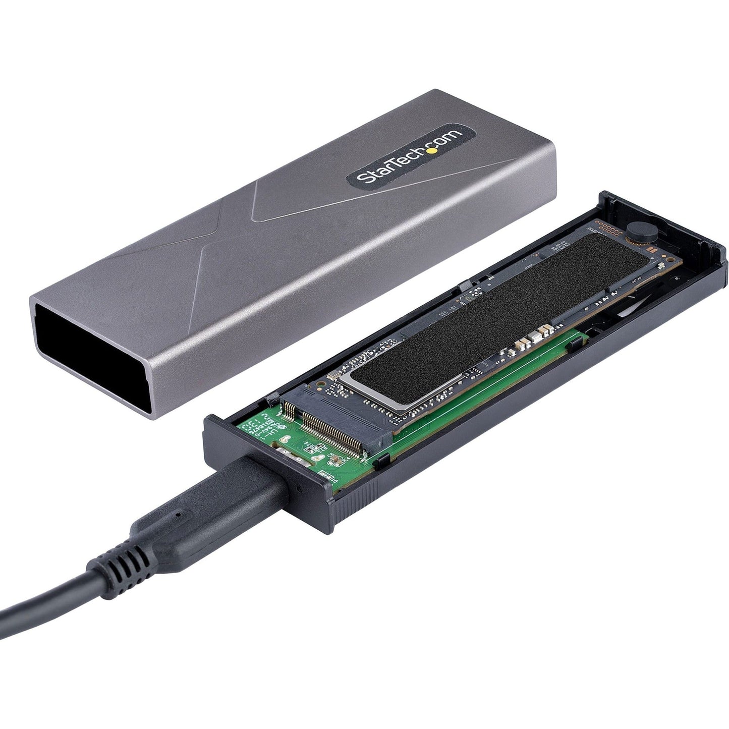 StarTech.com USB-C 10Gbps to M.2 NVMe or M.2 SATA SSD Enclosure Tool-free M.2 PCIe/SATA SSD Aluminum Enclosure USB-C & USB-A Host Cables