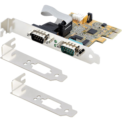 StarTech.com 2-Port PCI Express Serial Card Dual Port PCIe to RS232 (DB9) Serial Card 16C1050 UART COM Retention Windows & Linux