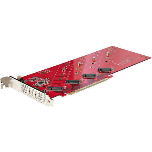 StarTech.com Quad M.2 PCIe Adapter Card x16 Quad NVMe or AHCI M.2 SSD to PCI Express 4.0 Up to 7.8GBps/Drive For 2242/2260/2280/22110mm PCIe M-Key M2 SSDs Bifurcation Required - PC/Linux Compatible