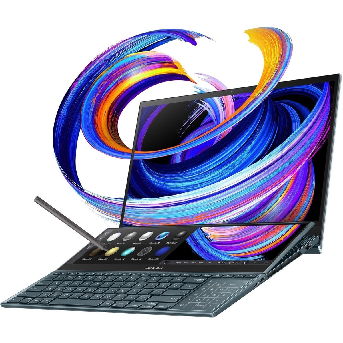 Asus ZenBook Pro Duo 15 OLED UX582 UX582ZM-XS96T 15.6" Touchscreen Notebook - 4K UHD - 3840 x 2160 - Intel Core i9 12th Gen i9-12900H Tetradeca-core (14 Core) 2.50 GHz - 32 GB Total RAM - 32 GB On-board Memory - 1 TB SSD - Celestial Blue