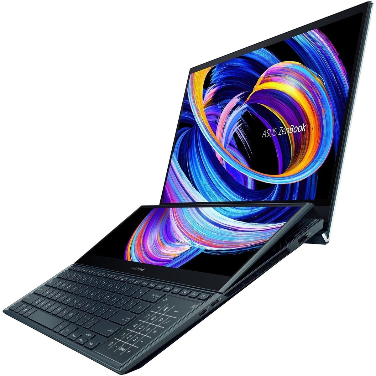 Asus ZenBook Pro Duo 15 OLED UX582 UX582ZM-XS96T 15.6" Touchscreen Notebook - 4K UHD - 3840 x 2160 - Intel Core i9 12th Gen i9-12900H Tetradeca-core (14 Core) 2.50 GHz - 32 GB Total RAM - 32 GB On-board Memory - 1 TB SSD - Celestial Blue