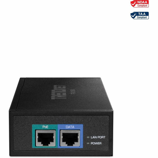 TRENDnet 10G PoE++ Injector Supplies PoE (15.4W) PoE+ (30W) or PoE++ (90W) Converts a Non-PoE Port To A PoE ++ 10G port Metal Housing Black TPE-319GI