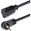 StarTech.com 6ft (2m) Power Extension Cord Right Angle NEMA 5-15P to NEMA 5-15R 13A 125V 16AWG Black Flat Outlet Extension Cable