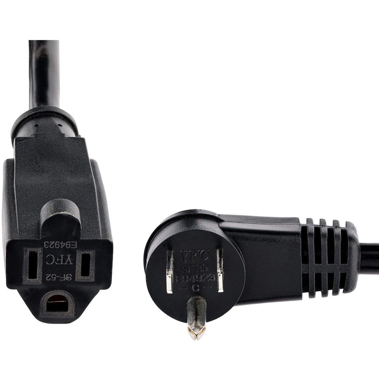 StarTech.com 6ft (2m) Power Extension Cord Right Angle NEMA 5-15P to NEMA 5-15R 13A 125V 16AWG Black Flat Outlet Extension Cable