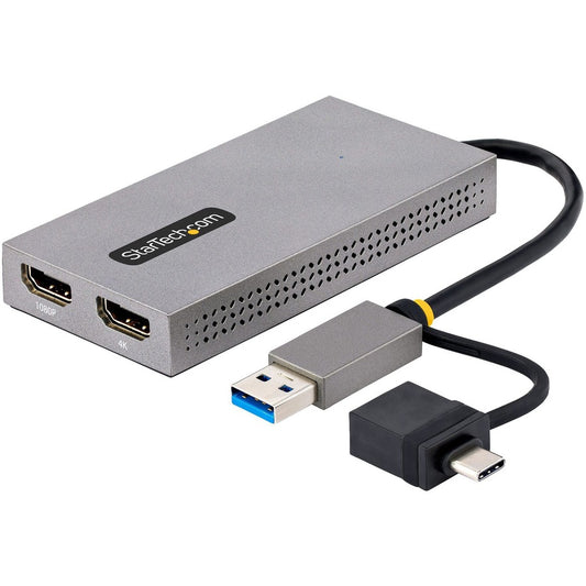 StarTech.com USB to Dual HDMI Adapter USB A/C to 2x HDMI Displays (1x 4K30 1x 1080p) USB 3.0 to HDMI Converter 4in/11cm Cable Win/Mac