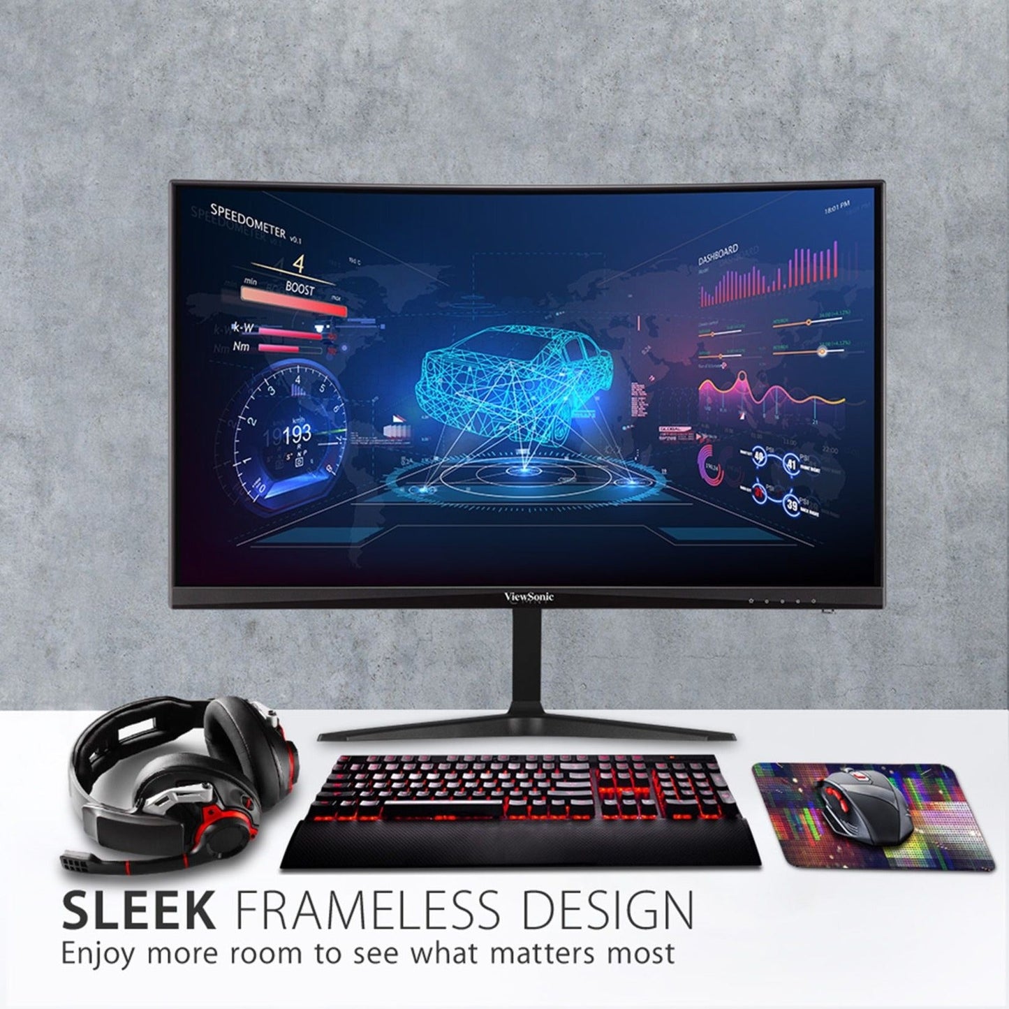 ViewSonic OMNI VX2418C 24 Inch 1080p 1ms 165Hz Curved Gaming Monitor with FreeSync Premium Eye Care HDMI and DisplayPort