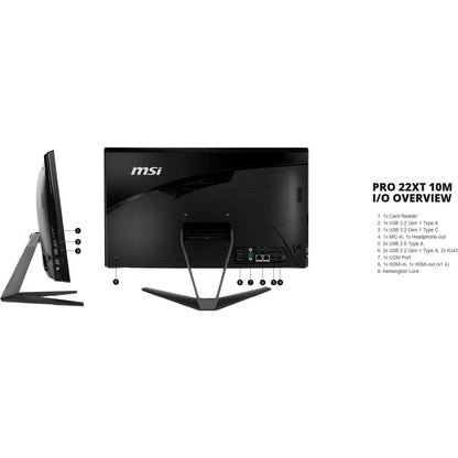 MSI PRO 22XT 10M-679US All-in-One Computer - Intel Core i3 10th Gen i3-10100 Quad-core (4 Core) 3.60 GHz - 8 GB RAM DDR4 SDRAM - 256 GB M.2 PCI Express NVMe SSD - 21.5" Full HD 1920 x 1080 Touchscreen Display - Desktop - Black