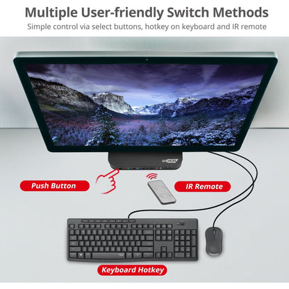 SIIG 2x1 HDMI 4K HDR KVM USB 3.0 Switch with Remote Control