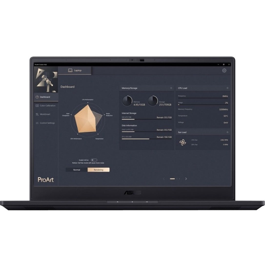 Asus ProArt Studiobook 16 OLED H7600 H7600ZW-DB76 16" Notebook - 4K - 3840 x 2400 - Intel Core i7 12th Gen i7-12700H Tetradeca-core (14 Core) 2.30 GHz - 16 GB Total RAM - 2 TB SSD - Mineral Black