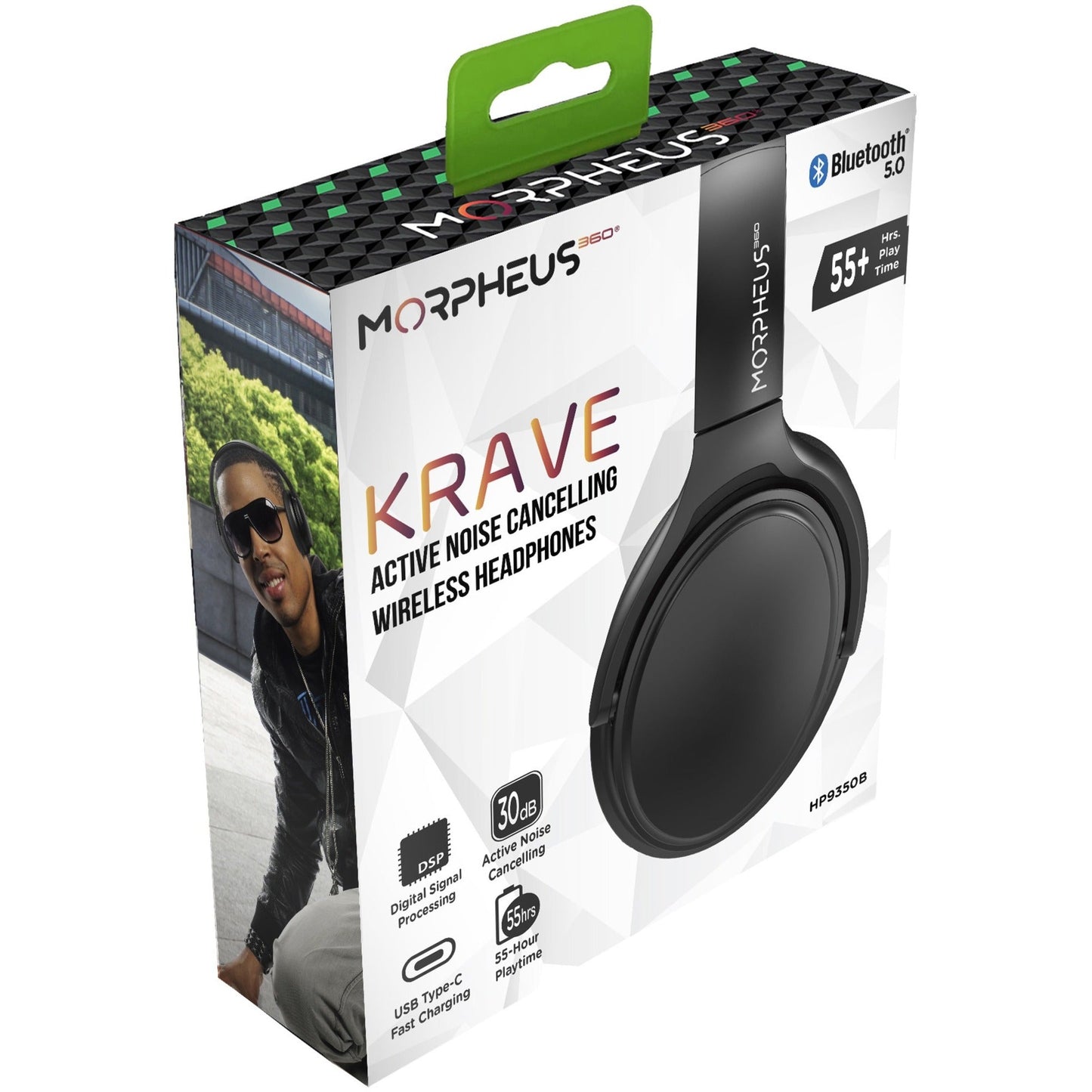 Morpheus 360 Krave ANC Wireless Noise Cancelling Headphones - Bluetooth 5.0 Headset w/ Microphone - HP9350B.