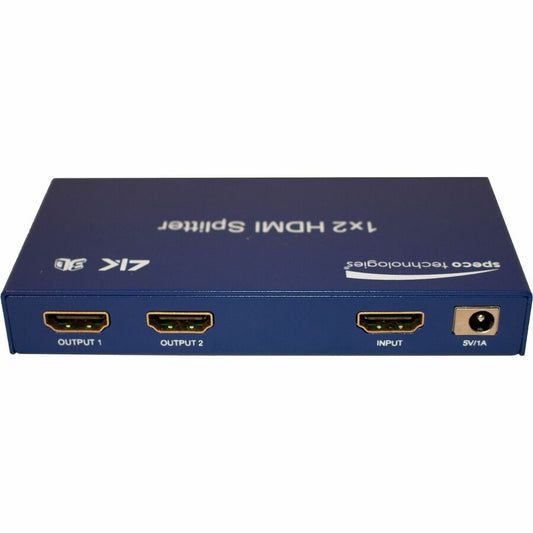 Speco HD2SPL2 1 x 2 HDMI Splitter 4K 3D Blue