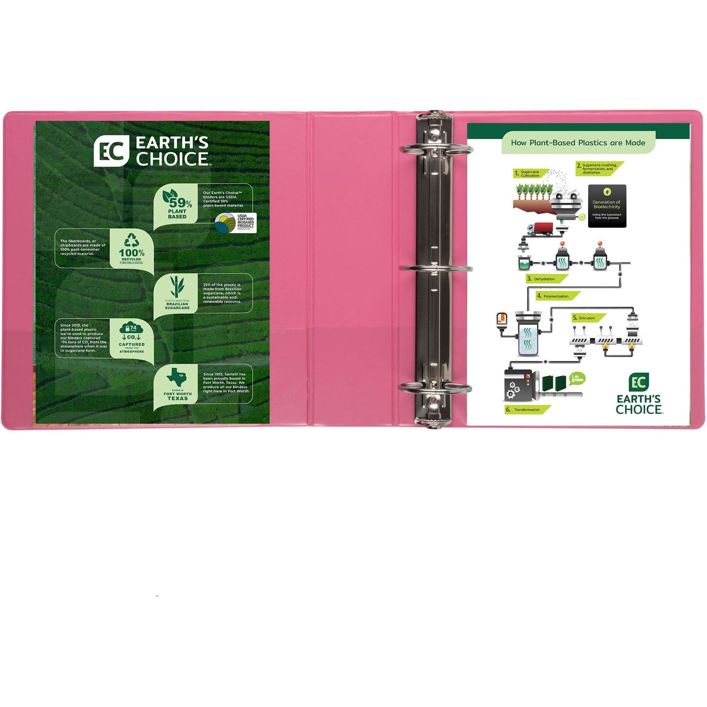 Samsill Earth's Choice Plant-Based Durable 3 Inch 3 Ring View Binders - Assorted