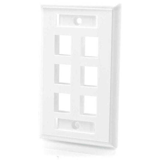 C2G 6-Port Single Gang Multimedia Keystone Wall Plate - White