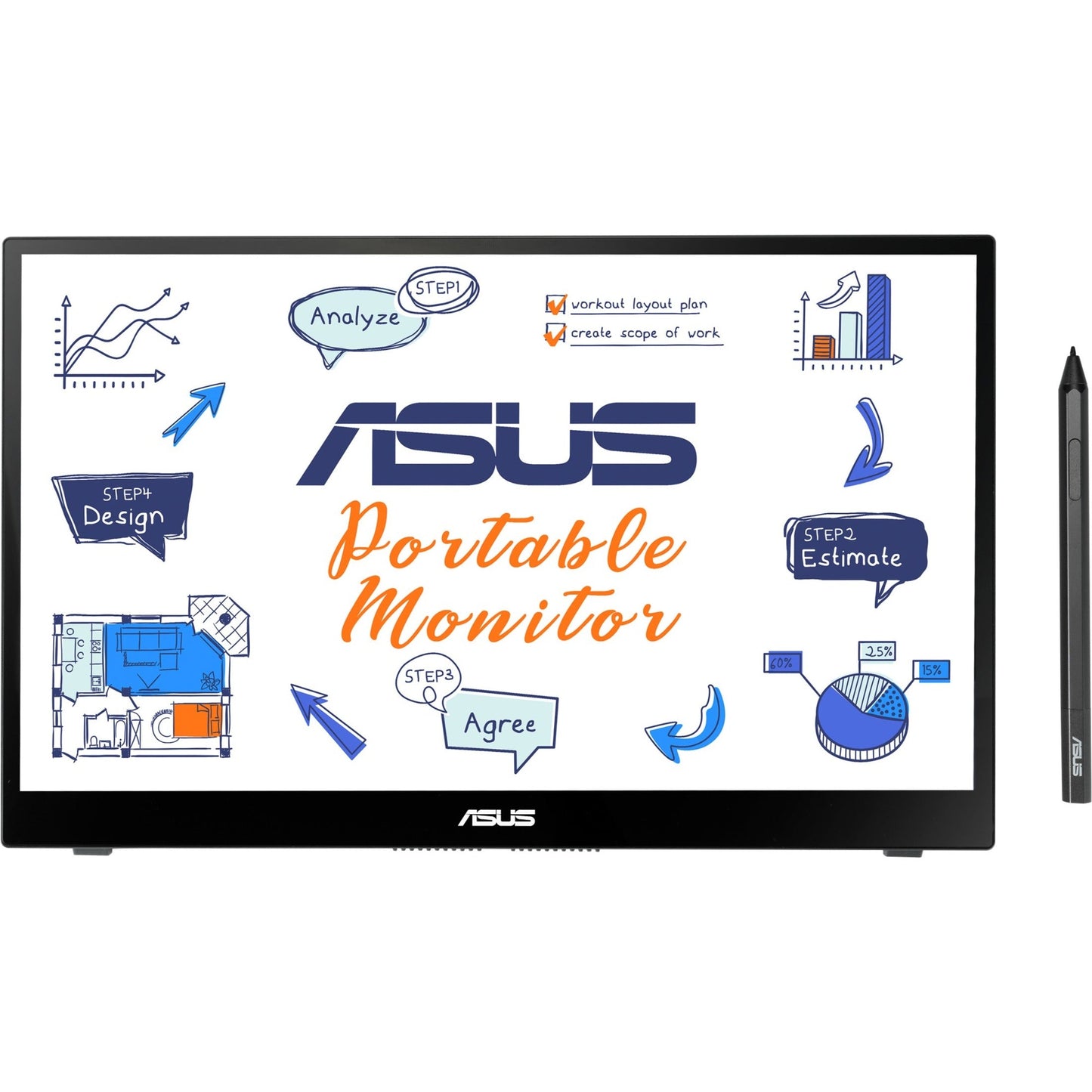 Asus ZenScreen Ink MB14AHD 14" LCD Touchscreen Monitor - 16:9 - 5 ms GTG