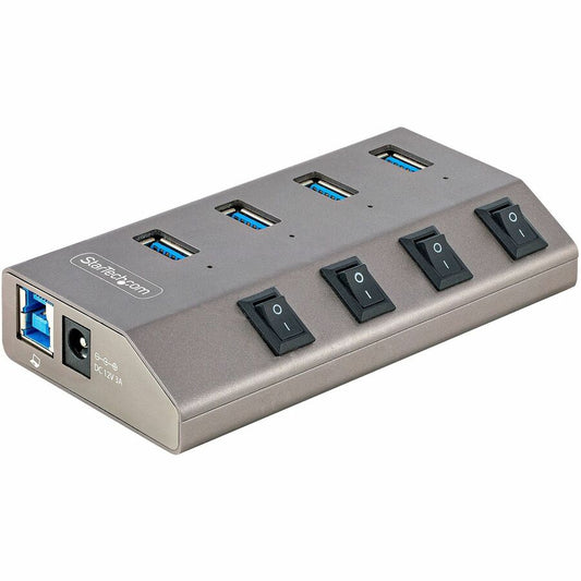 StarTech.com 4-Port Self-Powered USB-C Hub with Individual On/Off Switch Desktop/Laptop USB-C to USB-A Hub USB Type C Hub w/Power Supply