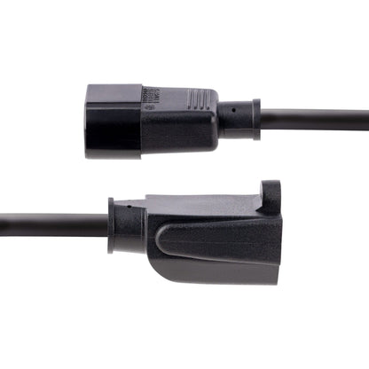 StarTech.com 3ft (1m) Power Extension Cord IEC C14 to NEMA 5-15R 10A 125V 18AWG Black Outlet Extension Cable for Power Supplies