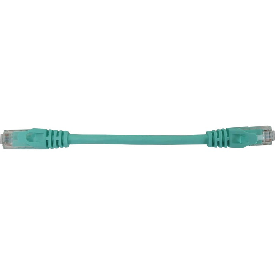 Tripp Lite Cat6a 10G Snagless Molded UTP Ethernet Cable (RJ45 M/M) PoE Aqua 6 in. (15 cm)