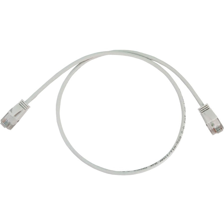 Tripp Lite Cat6a 10G Snagless Molded Slim UTP Ethernet Cable (RJ45 M/M) PoE White 2 ft. (0.6 m)