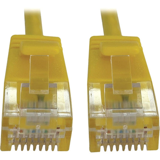 Tripp Lite Cat6a 10G Snagless Molded Slim UTP Ethernet Cable (RJ45 M/M) PoE Yellow 25 ft. (7.6 m)