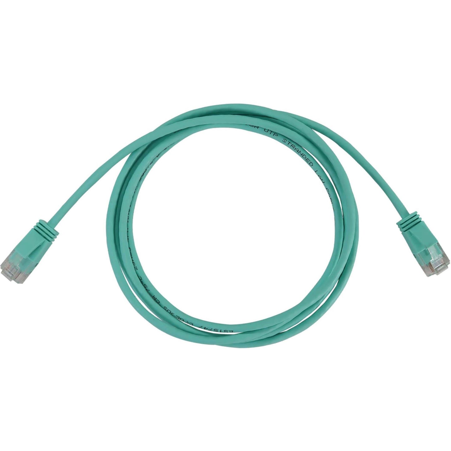 Tripp Lite Cat6a 10G Snagless Molded Slim UTP Ethernet Cable (RJ45 M/M) PoE Aqua 6 in. (15 cm)