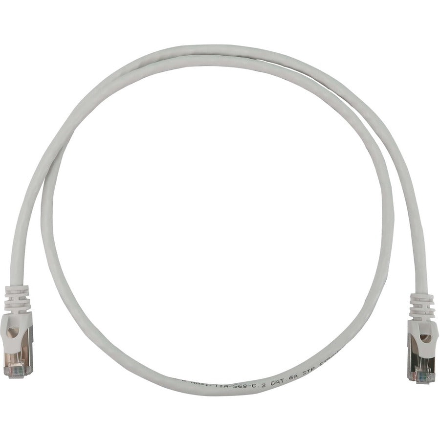Tripp Lite Cat6a 10G Snagless Shielded Slim STP Ethernet Cable (RJ45 M/M) PoE White 3 ft. (0.9 m)