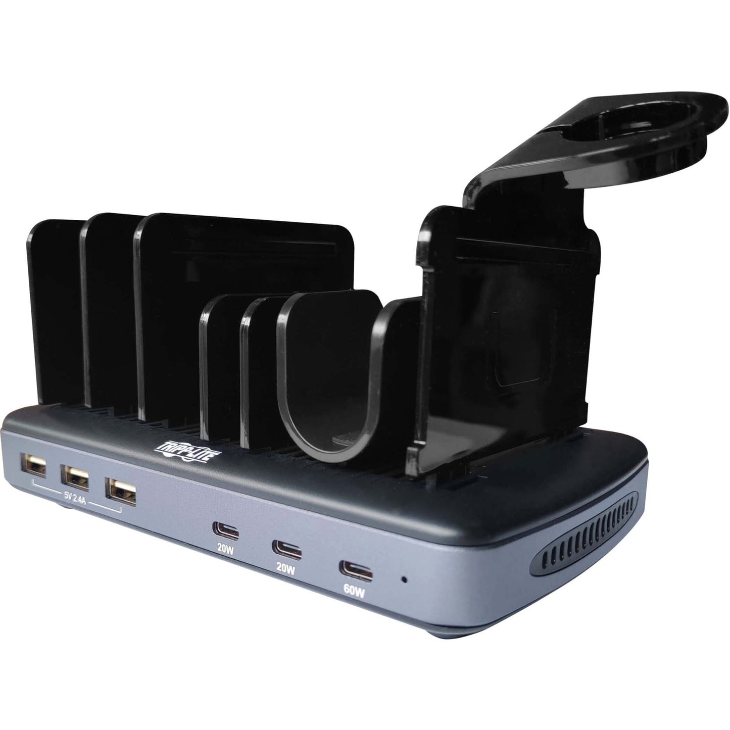 Tripp Lite 6-Port USB Charging Station - 60W USB-C 2x 20W USB-C 3x USB-A PD Charging Device and Apple Watch Storage