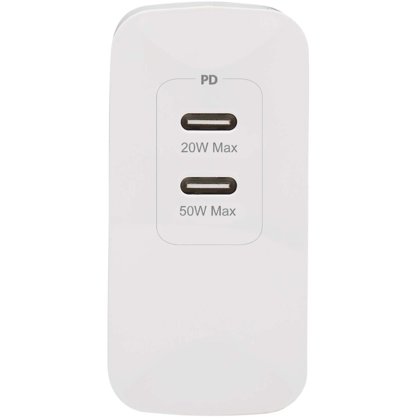 Tripp Lite Dual-Port Compact USB-C Wall Charger - GaN Technology 70W PD Charging (50W+20W or 65W Max) White