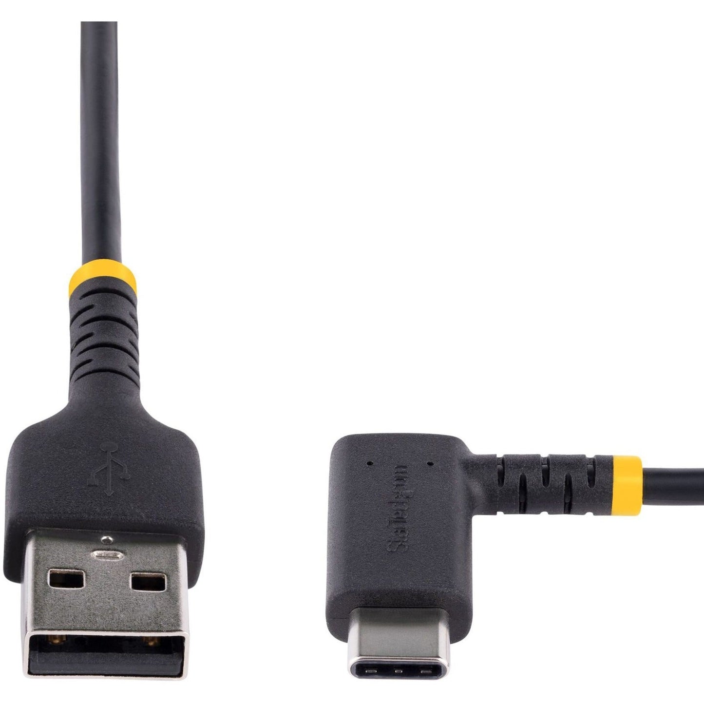 StarTech.com 6in (15cm) USB A to C Charging Cable Right Angle Heavy Duty Fast Charge USB-C Cable Durable and Rugged Aramid Fiber 3A