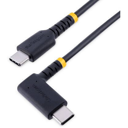 StarTech.com 1ft (30cm) USB C Charging Cable Right Angle 60W PD 3A Heavy Duty Fast Charge USB-C Cable Durable Rugged Aramid Fiber